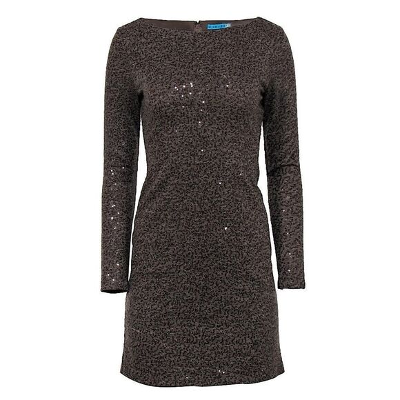 ALICE + OLIVIA OLIVE & GRAY SEQUIN EMBELLISHED SHEER PANEL BODYCON EVENING DRESS - Picture 2 of 8